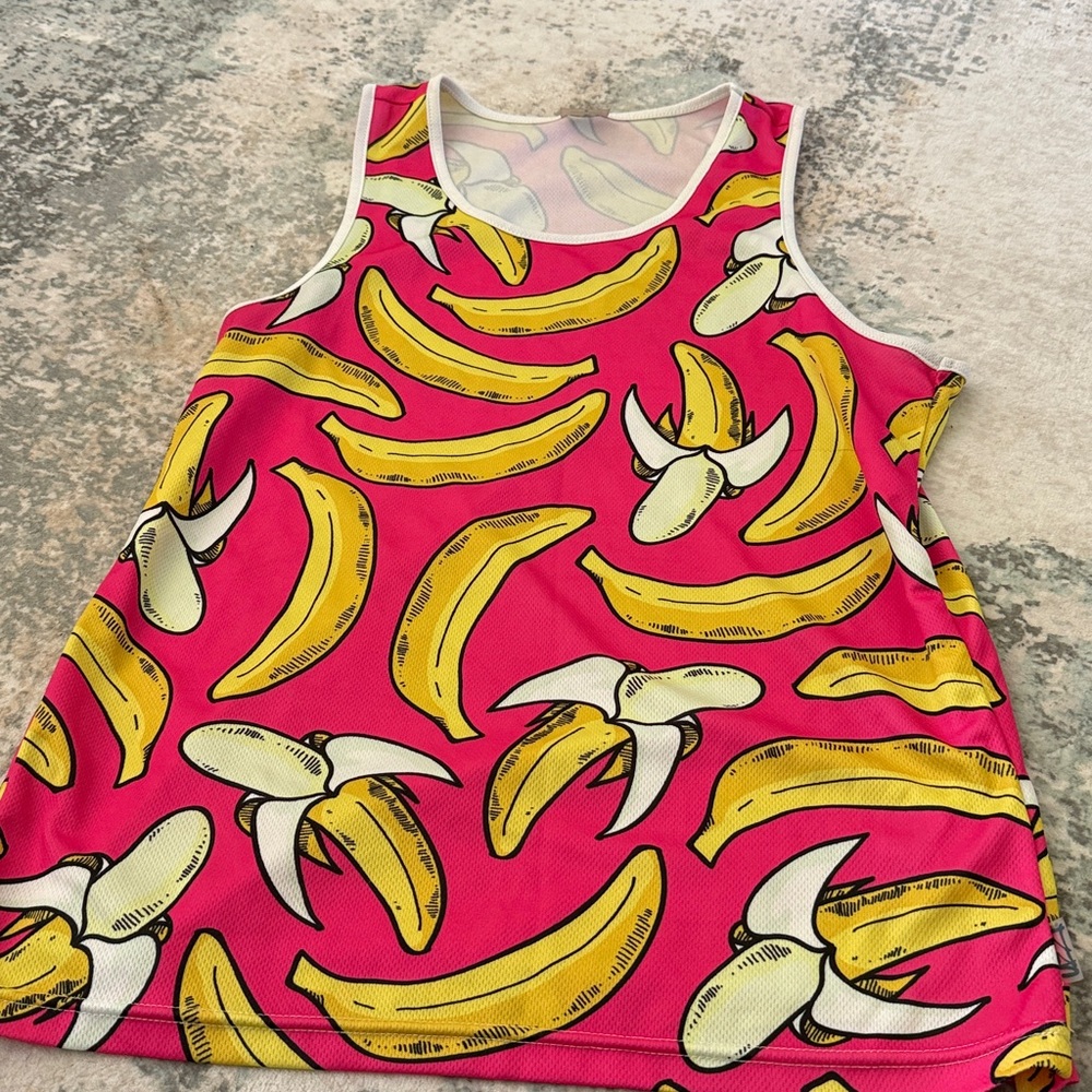 Uzzi Pink Banana Print Tank Top
